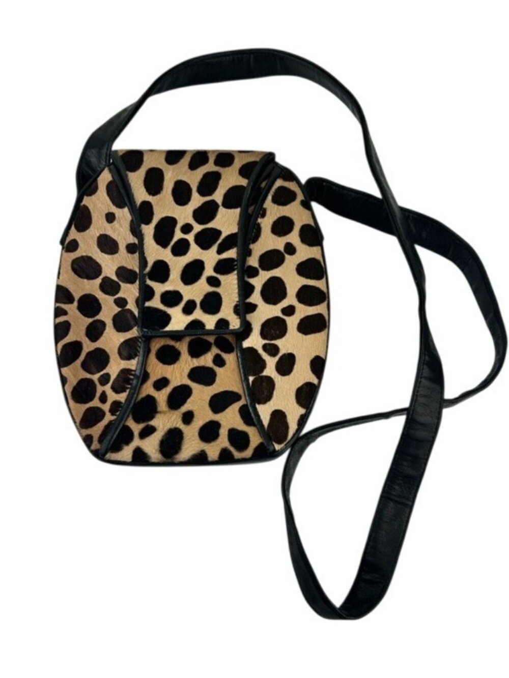 VTG 70s Timmy Woods Beverly Hills Cheetah Print Crossbody Bag with Black Trim
